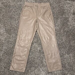 AEO Tan Vegan Leather Super High-Rise Straight Pants